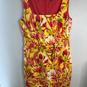 Lauren Ralph Lauren Red and Yellow Summer Floral Mini Dress.Cotton .Sz 12